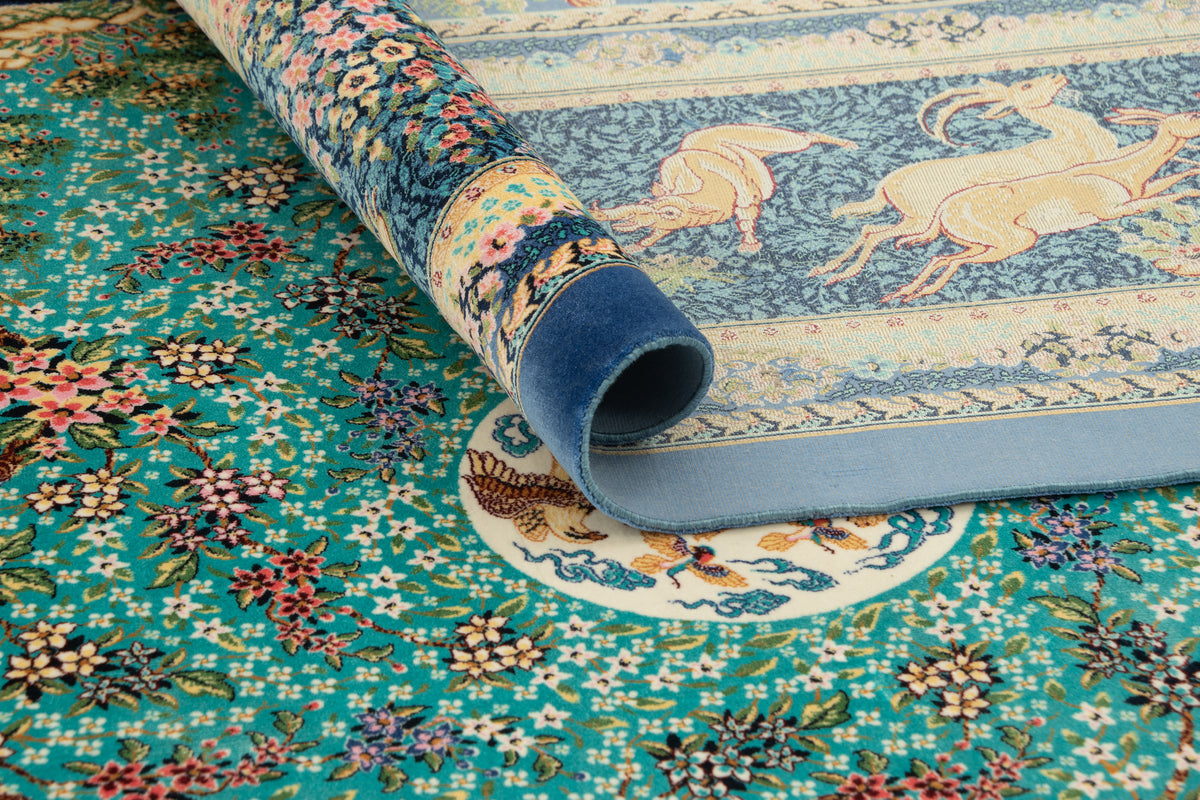 Rechteck Teppich Ghom Design in Blau von Hadorn™ - Lifestyle Image