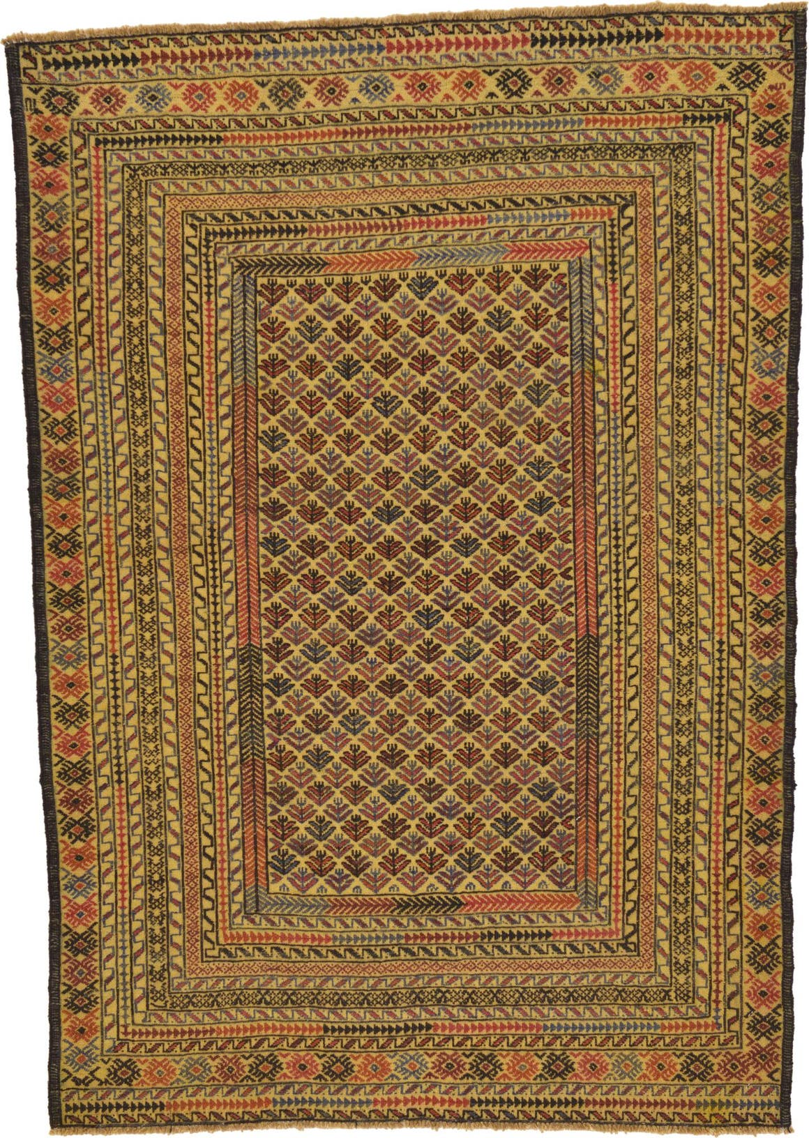 Rechteck Handgeflochten Teppich Kelim Afghan in Gold von Hadorn™ - Lifestyle Image
