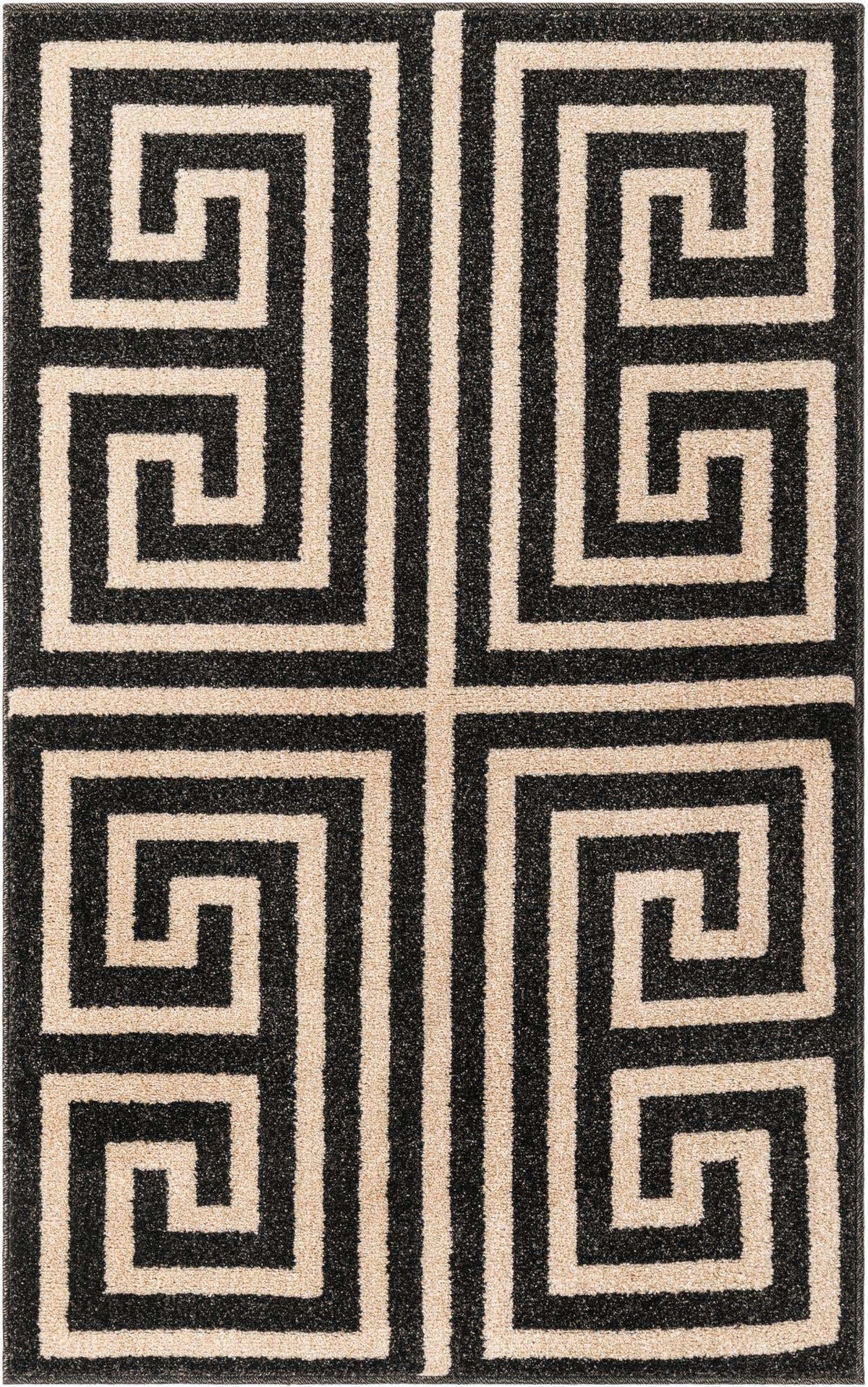 Rechteck Teppich Greek Key in Schwarz von Hadorn™ - Lifestyle Image