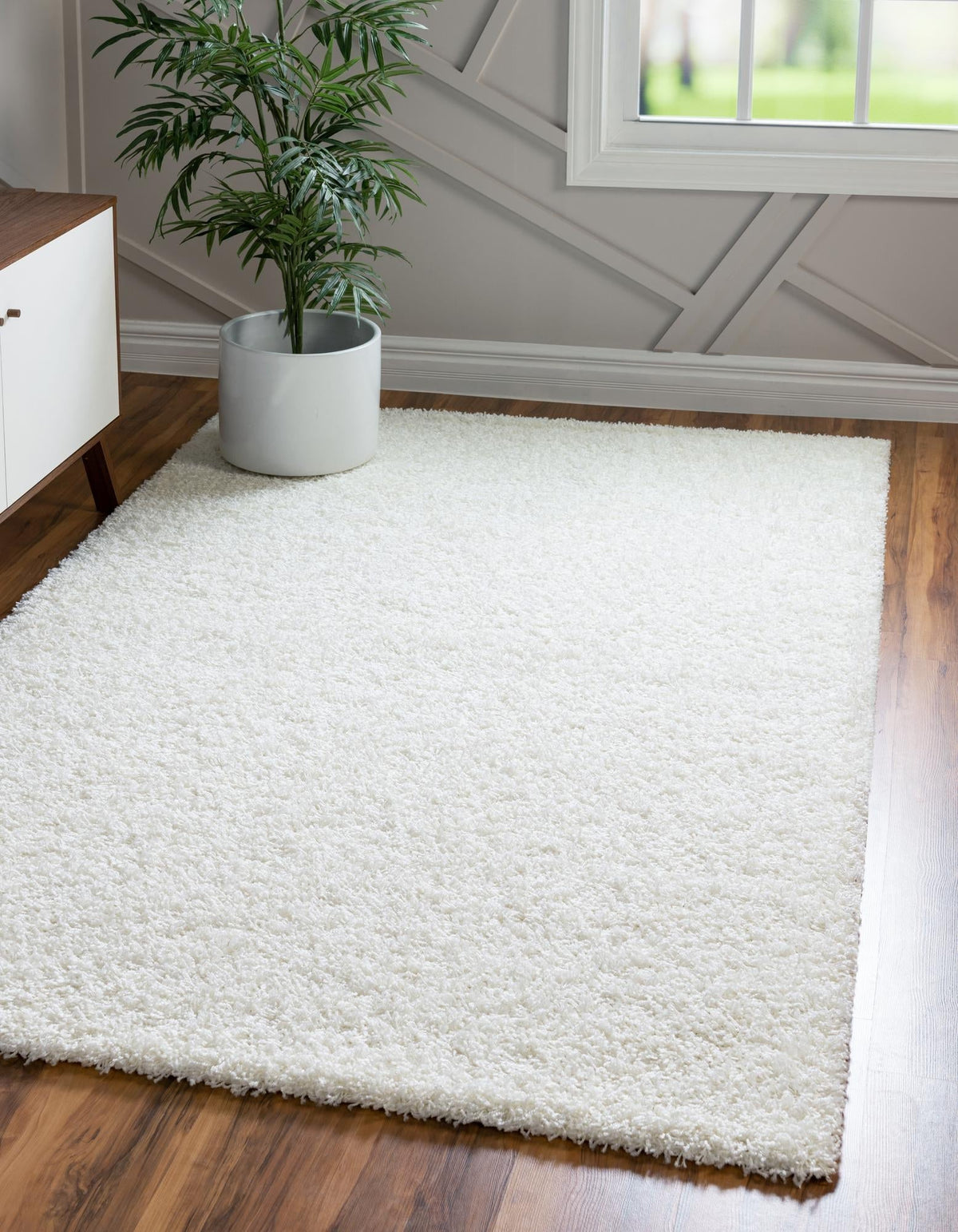Rechteck Hochflorteppich Solid Shag in Weiss von Hadorn™ - Lifestyle Image