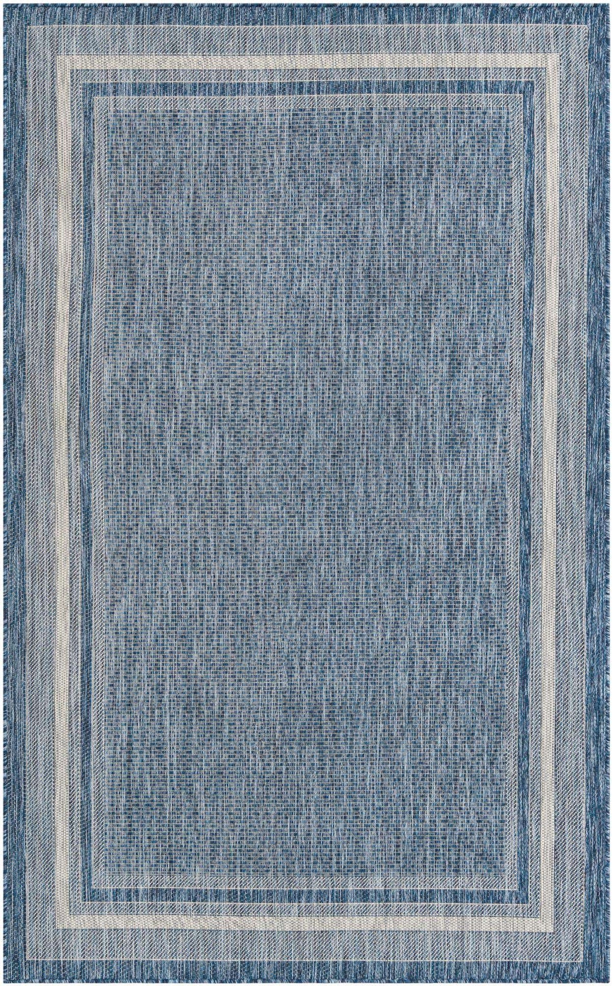 Rechteck Outdoor Teppich Tulum Outdoor Border in Blau von Hadorn™ - Lifestyle Image