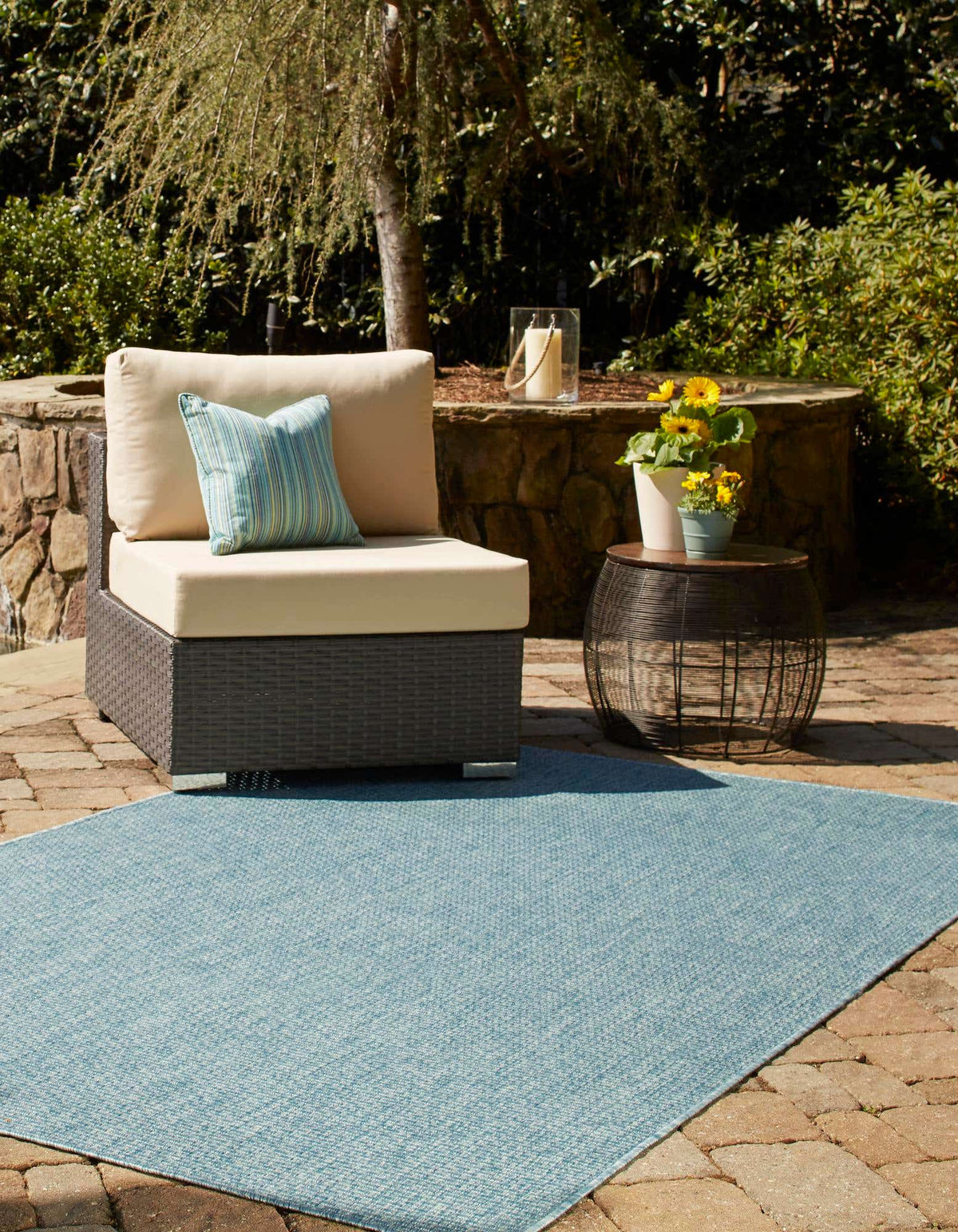 Rechteck Outdoor Teppich Tulum Outdoor in Aquamarin von Hadorn™ - Lifestyle Image