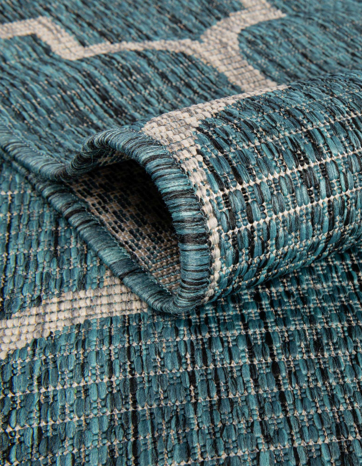 Rund Outdoor Teppich Tulum Outdoor in Blaugrün von Hadorn™ - Lifestyle Image