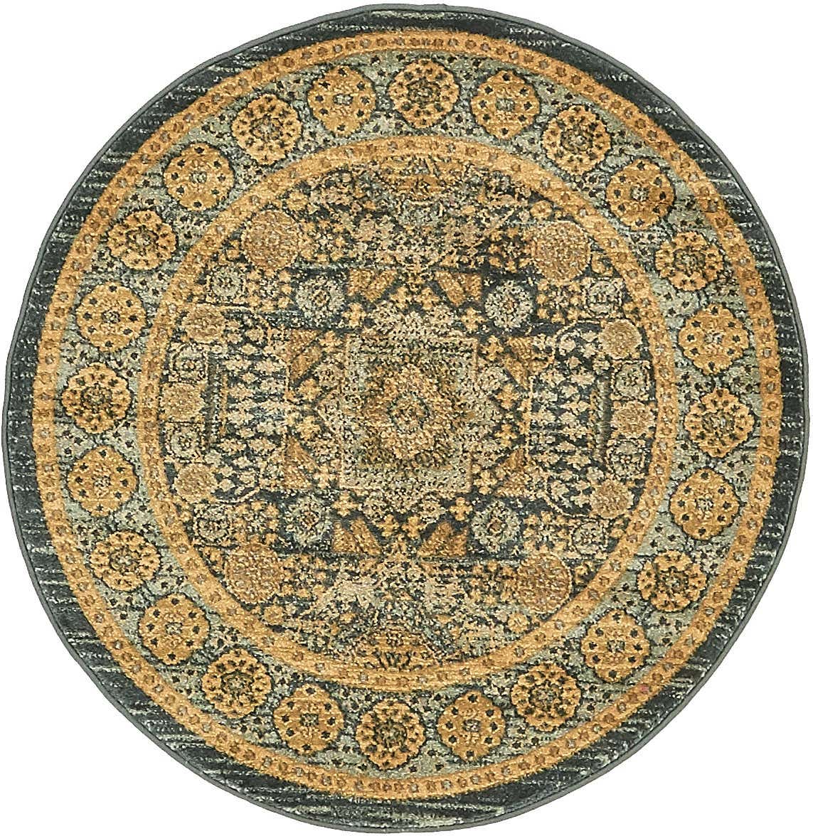 Rund Teppich Mamluk in Blau von Hadorn™ - Lifestyle Image
