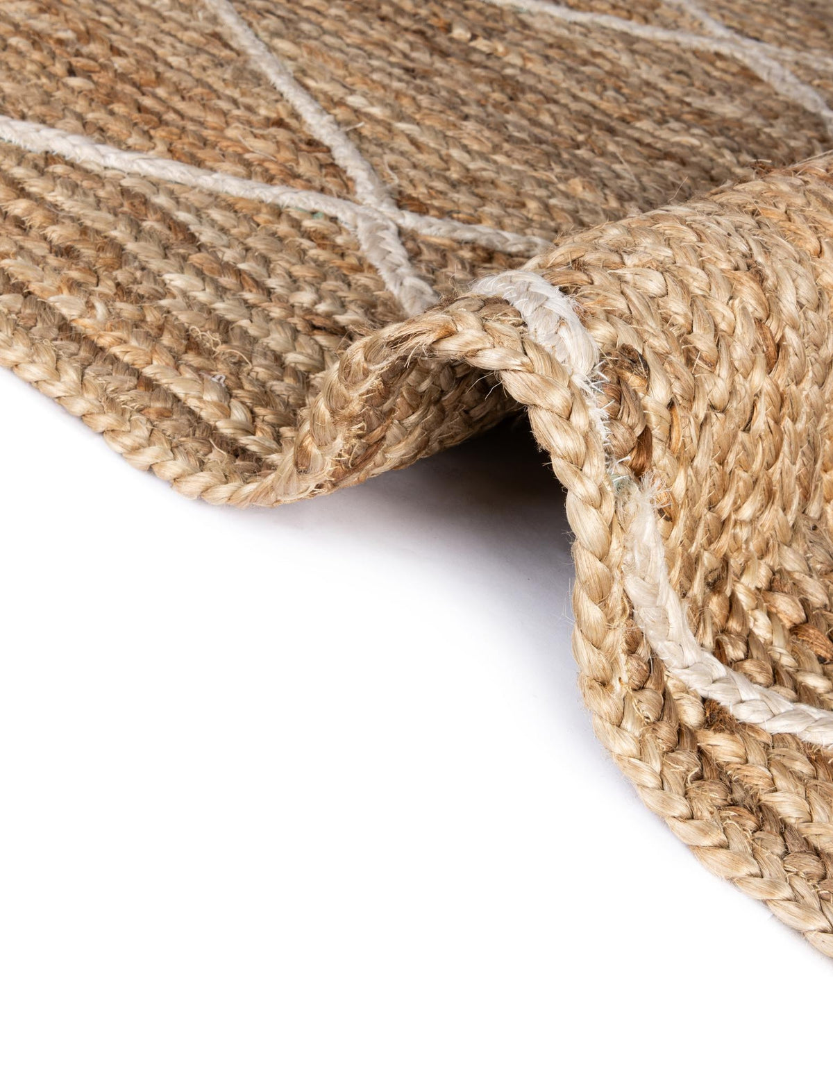 Läufer Handgeflochten Teppich Braided Jute in Weiss von Hadorn™ - Lifestyle Image