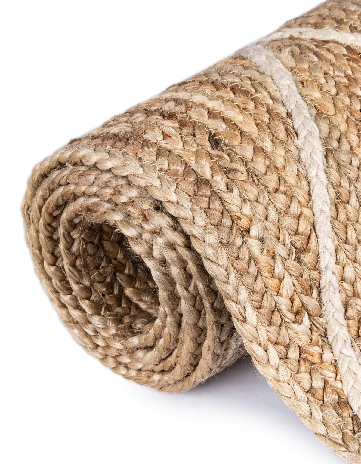 Läufer Handgeflochten Teppich Braided Jute in Weiss von Hadorn™ - Lifestyle Image