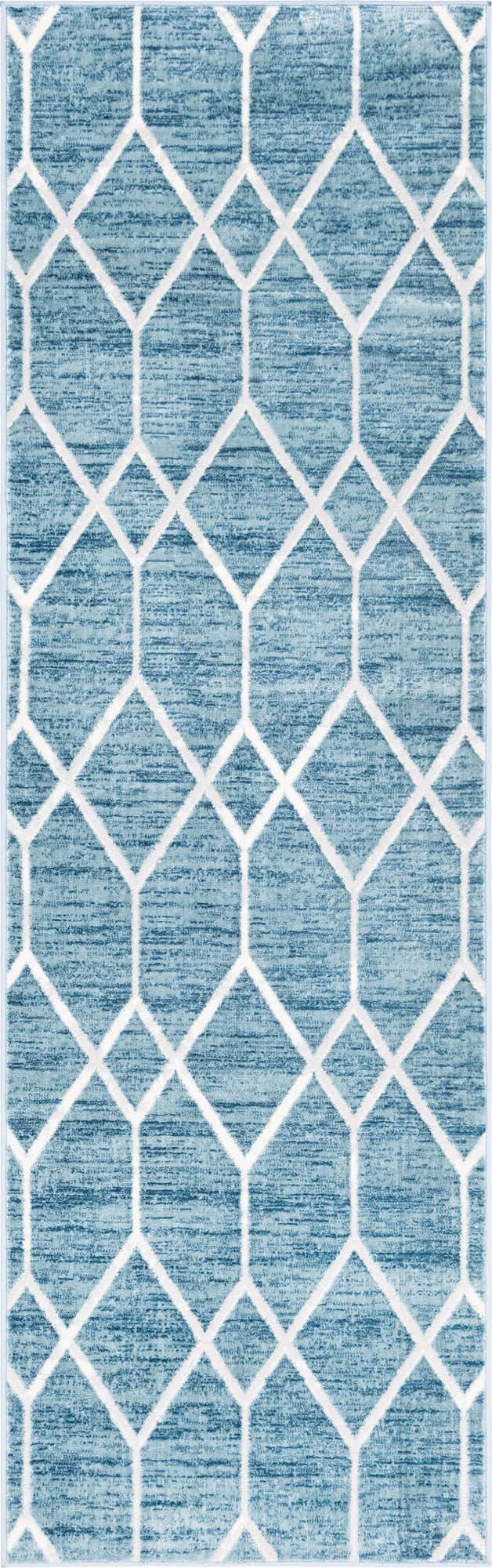 Läufer Teppich Lattice Trellis in Blau von Hadorn™ - Lifestyle Image