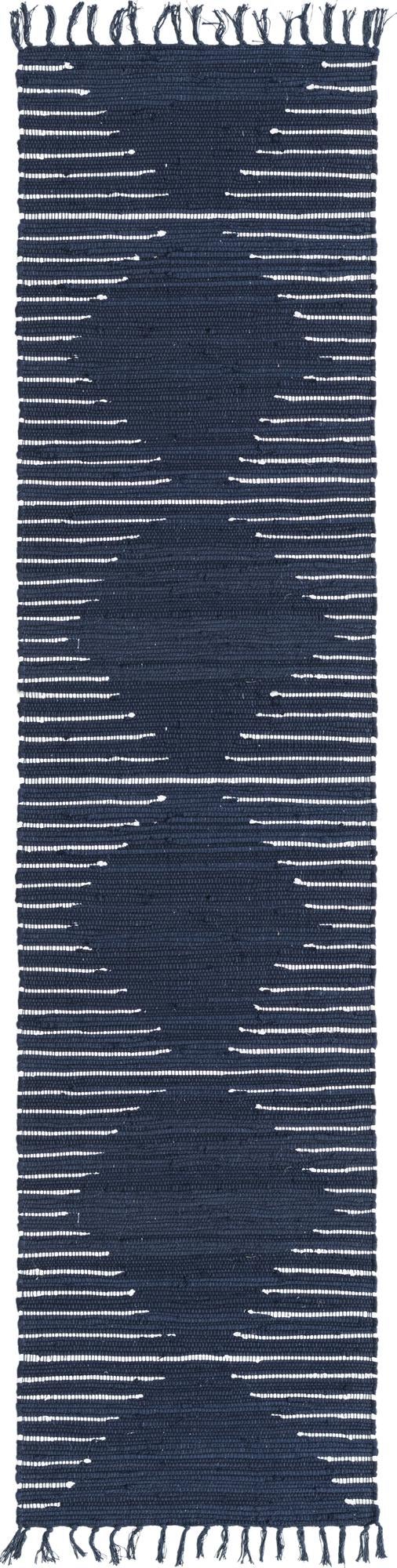 Läufer Handgeflochten Teppich Chindi Cotton in Marineblau von Hadorn™ - Lifestyle Image