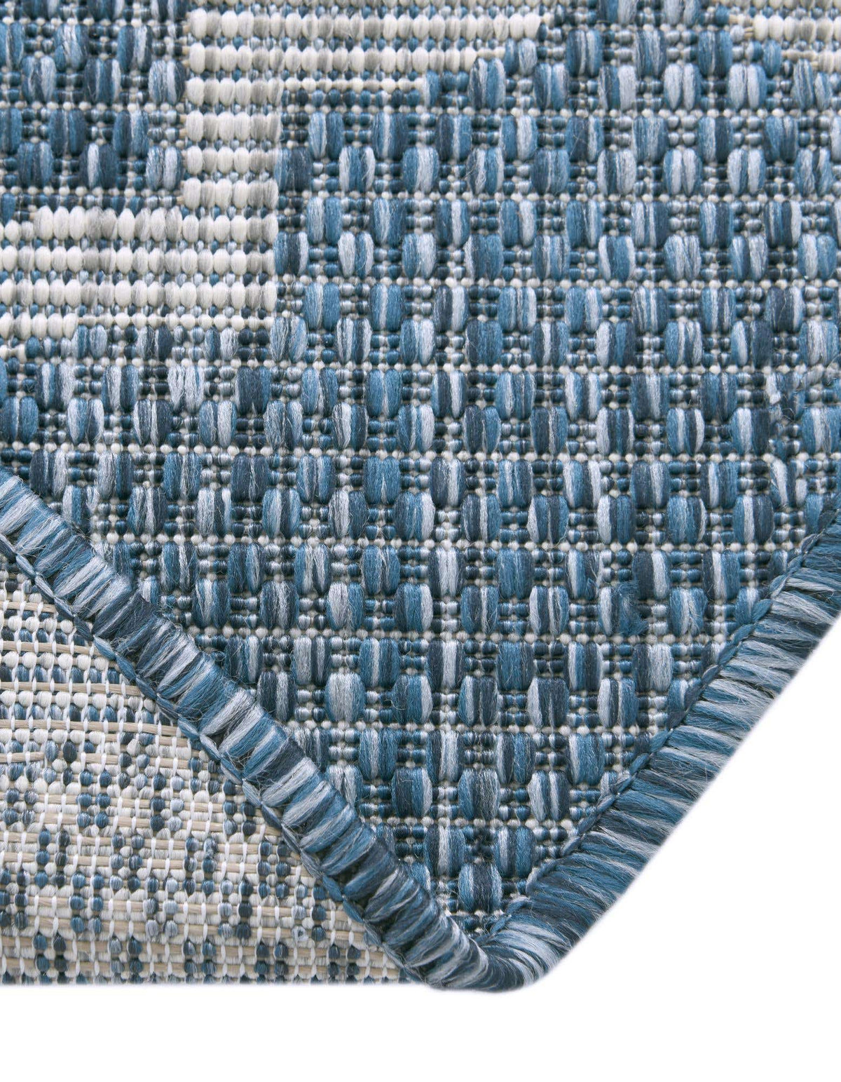 Rund Outdoor Teppich Tulum Outdoor in Marineblau von Hadorn™ - Lifestyle Image