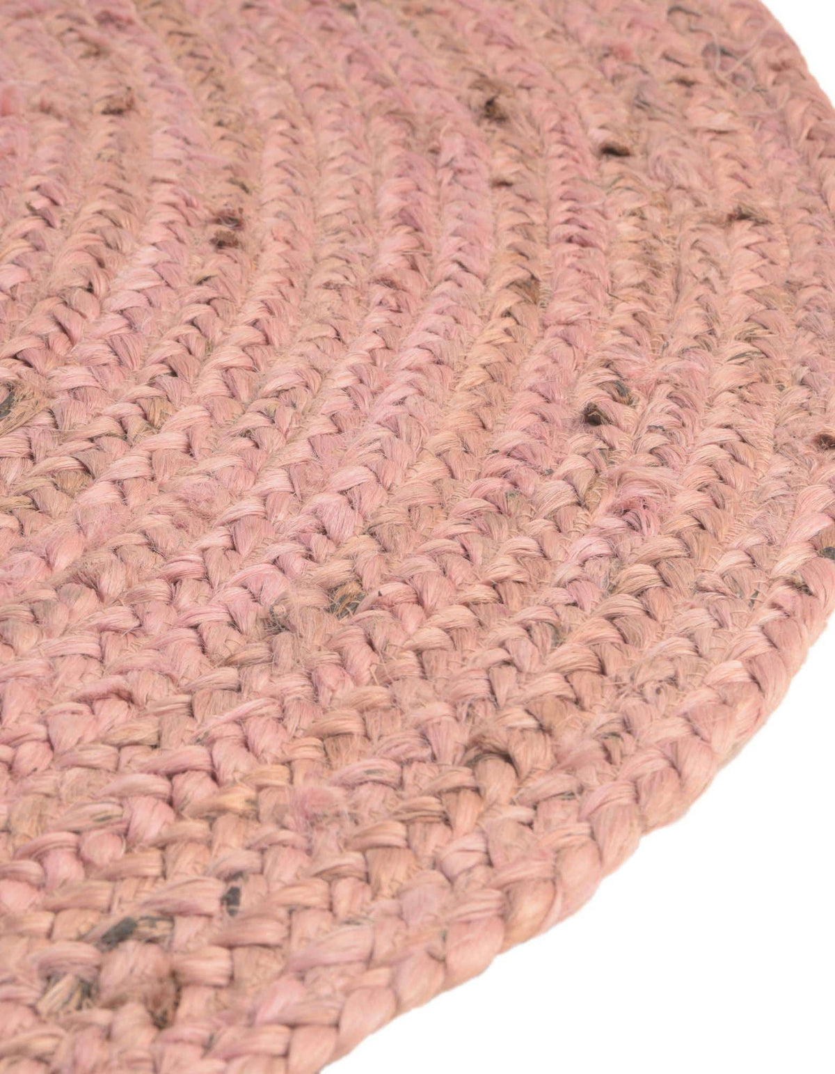 Rund Handgeflochten Teppich Braided Jute in Hellrosa von Hadorn™ - Lifestyle Image