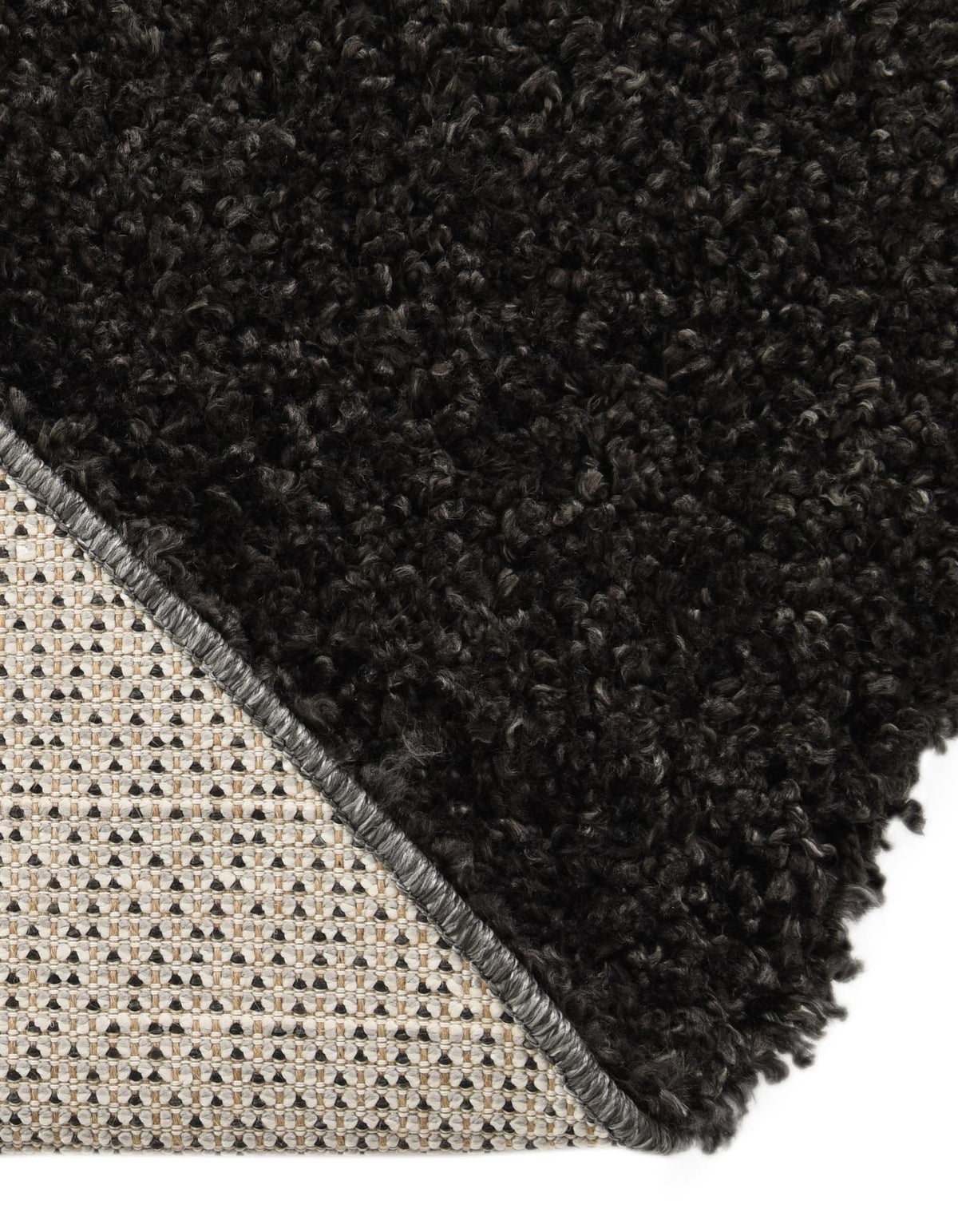Rund Hochflorteppich Lagom Shag in Schwarz und Weiss von Hadorn™ - Lifestyle Image
