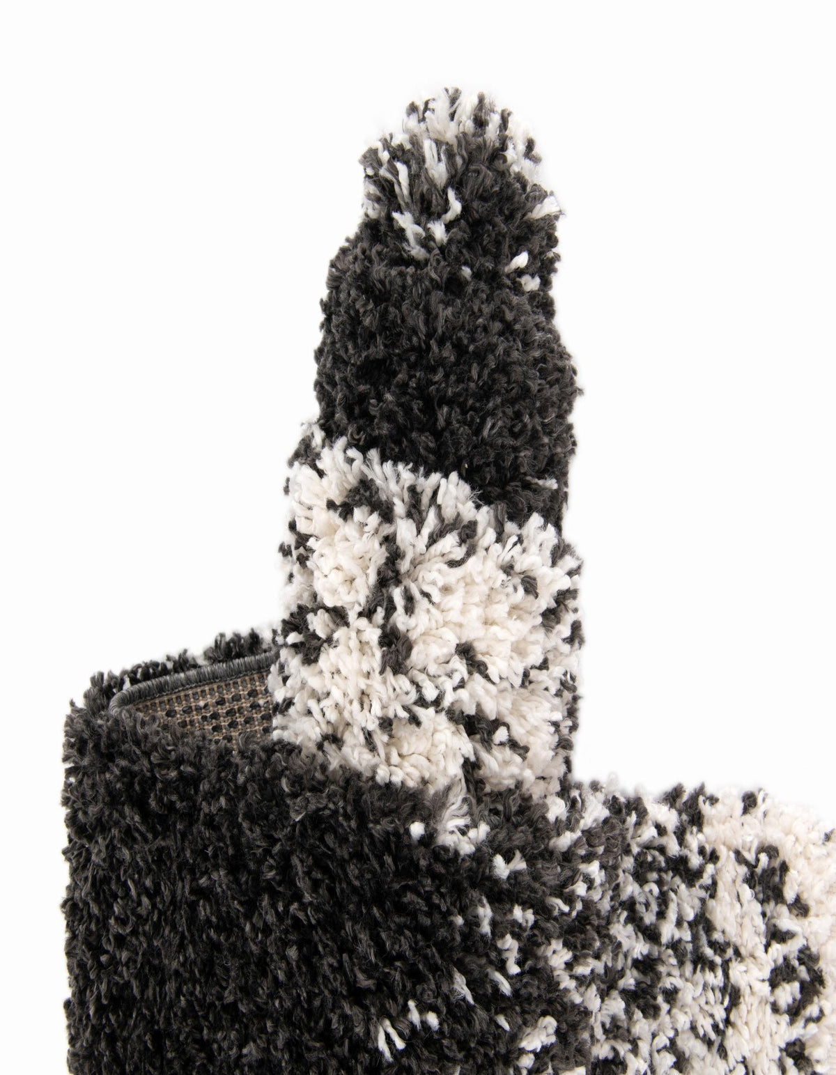 Rund Hochflorteppich Lagom Shag in Schwarz und Weiss von Hadorn™ - Lifestyle Image