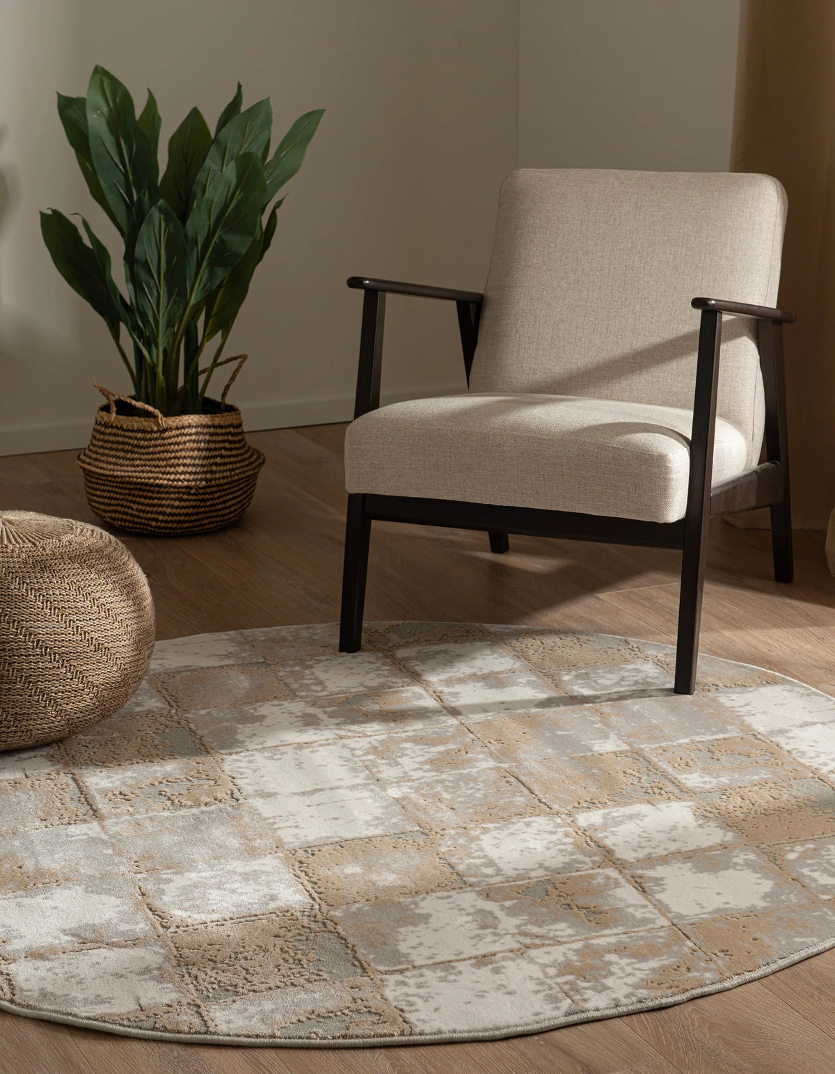 Rund Teppich Davos Cube in Beige von Hadorn™ - Lifestyle Image