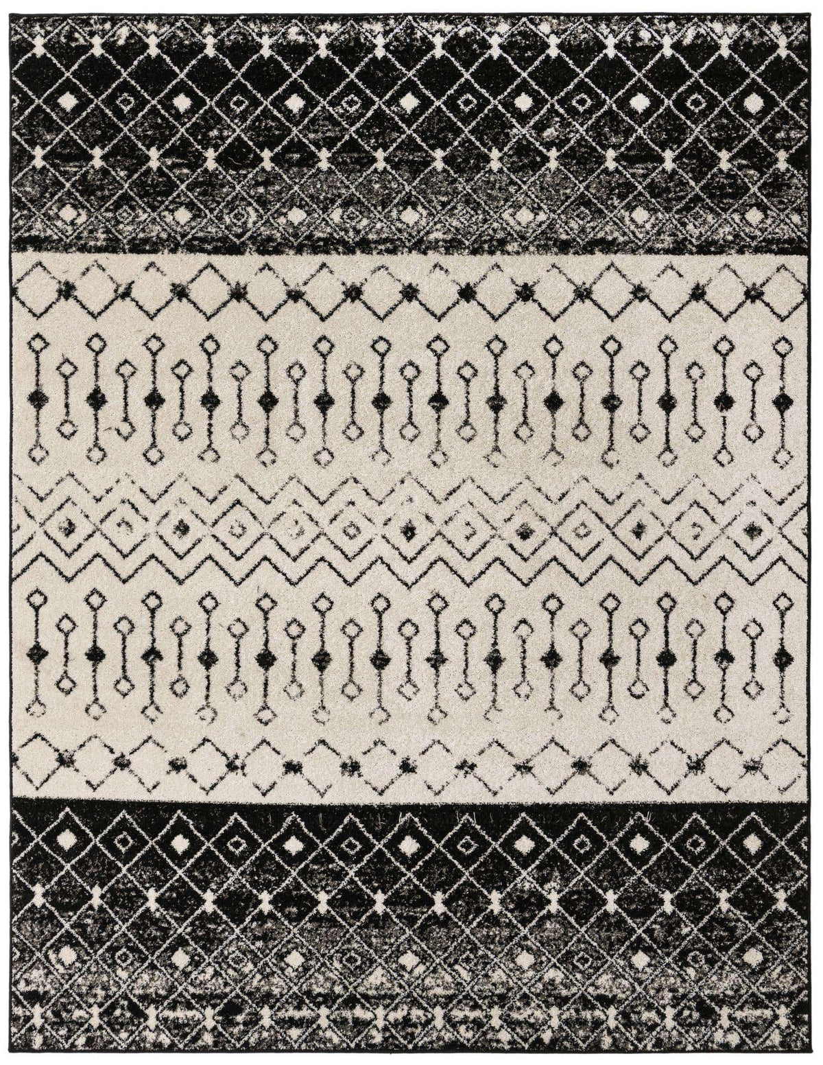 Rechteck Teppich Moroccan Trellis in Schwarz und Weiss von Hadorn™ - Lifestyle Image