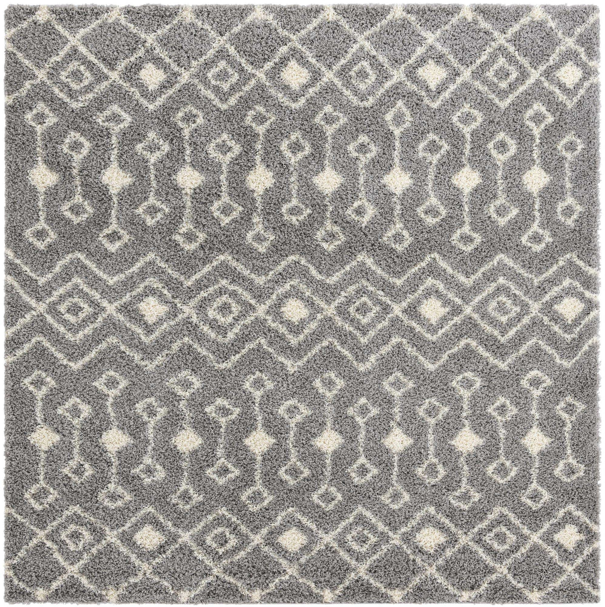 Quadratisch Hochflorteppich Moroccan Trellis Shag in Grau von Hadorn™ - Lifestyle Image