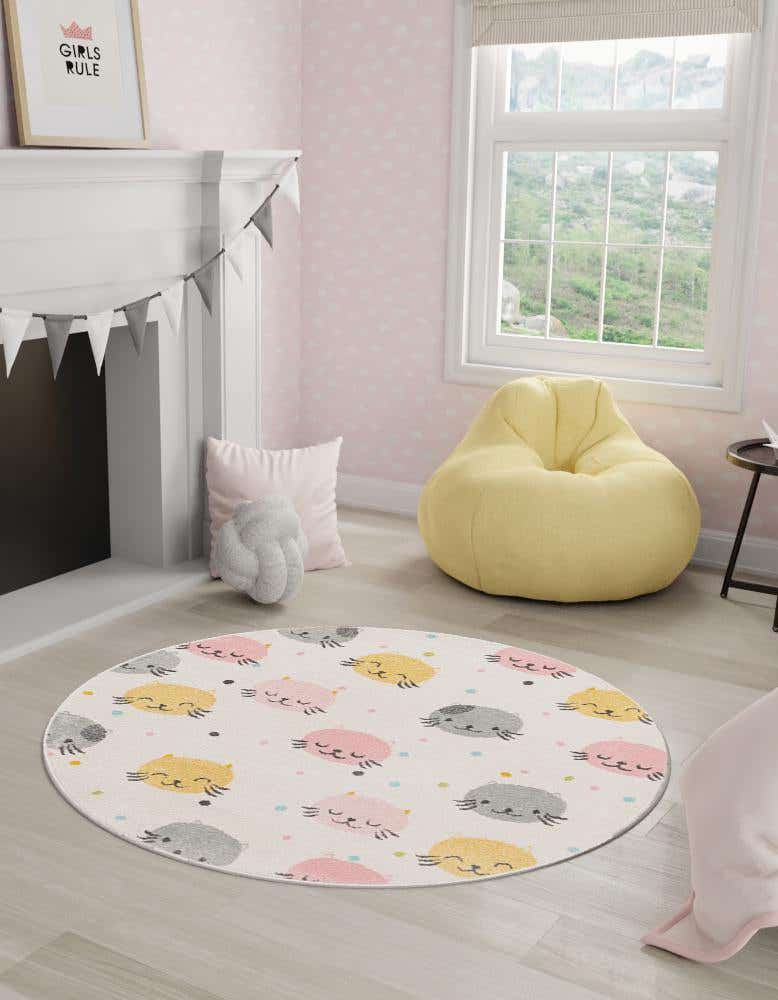 Rund Teppich Whimsy Kids in Elfenbein von Hadorn™ - Lifestyle Image