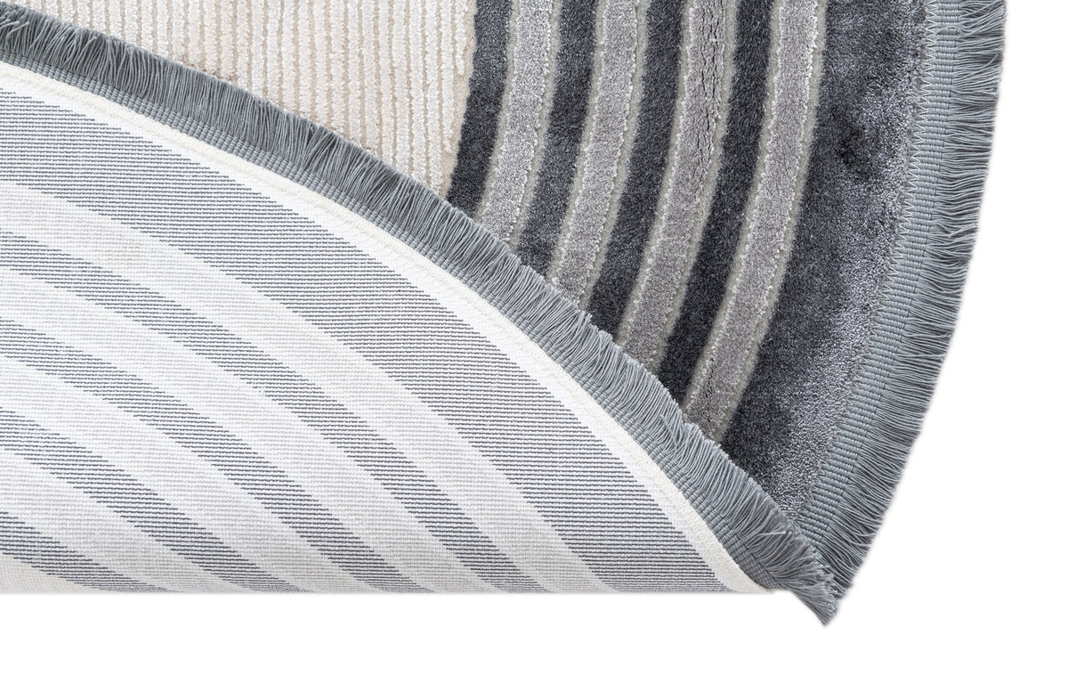 Rund Luxus Teppich Chiasso in Hellgrau von Hadorn™ - Lifestyle Image