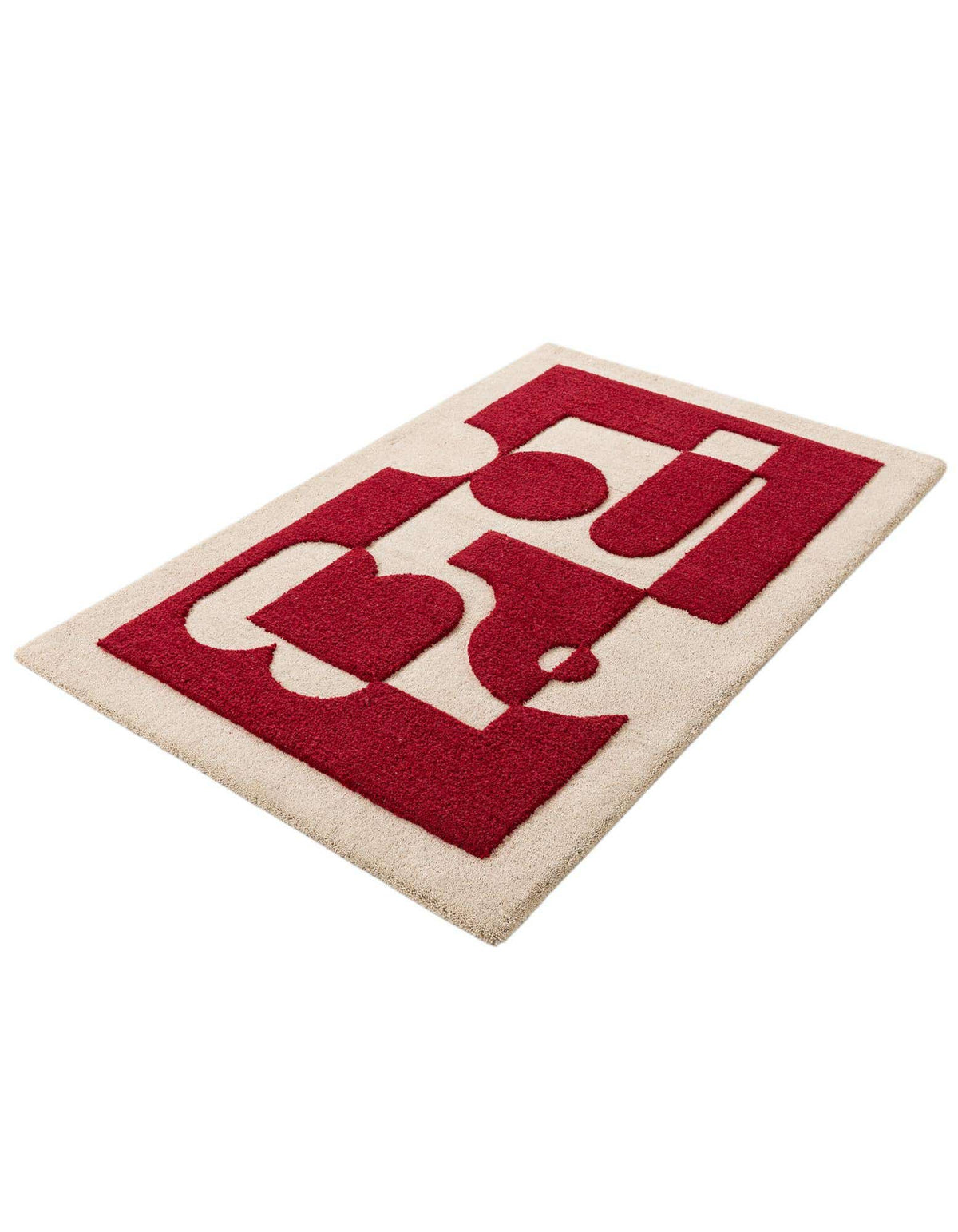 Rechteck Teppich AI Handgetuftet in Elfenbein und Rot von Hadorn™ - Lifestyle Image