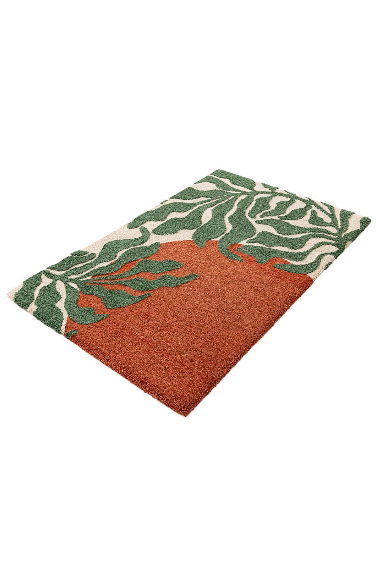 Rechteck Teppich AI Handgetuftet in Orange und Grün von Hadorn™ - Lifestyle Image