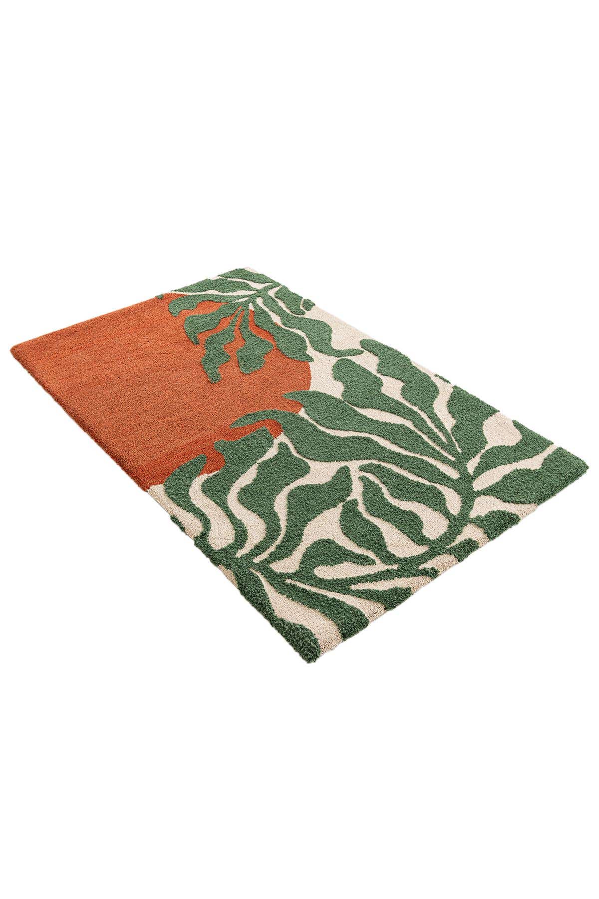 Rechteck Teppich AI Handgetuftet in Orange und Grün von Hadorn™ - Lifestyle Image