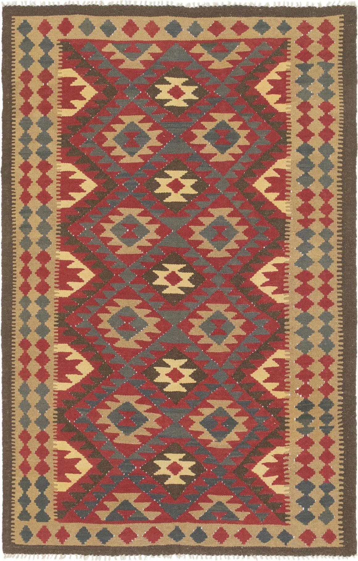Rechteck Handgeflochten Teppich Kelim Maymana in Rot von Hadorn™ - Lifestyle Image