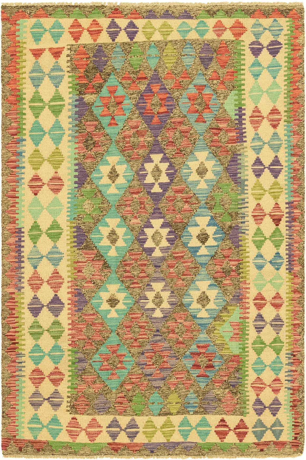 Rechteck Handgeflochten Teppich Kelim Maymana in Braun von Hadorn™ - Lifestyle Image