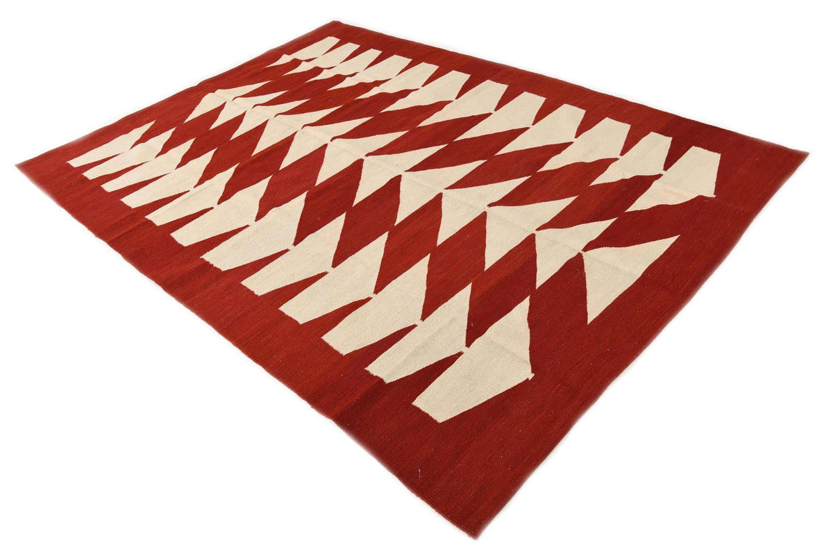 Rechteck Handgeflochten Teppich Kelim Modern in Rot von Hadorn™ - Lifestyle Image
