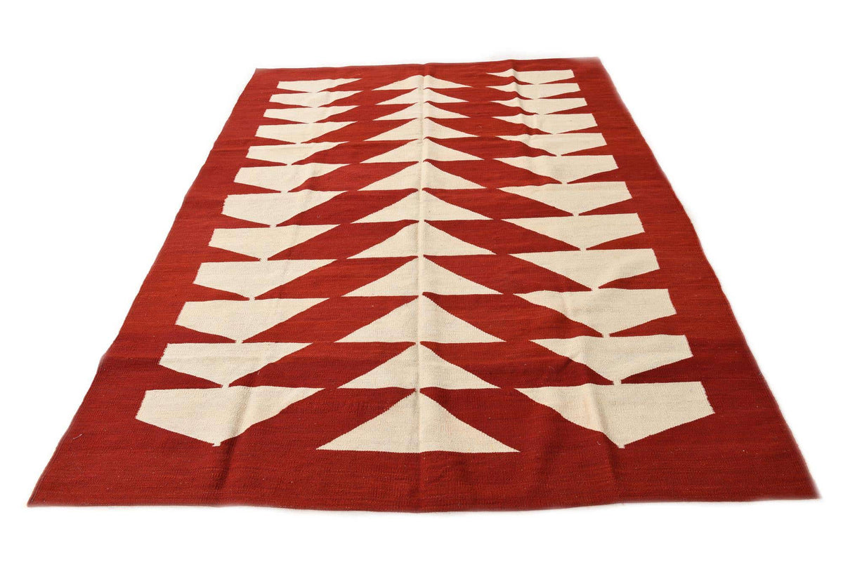 Rechteck Handgeflochten Teppich Kelim Modern in Rot von Hadorn™ - Lifestyle Image