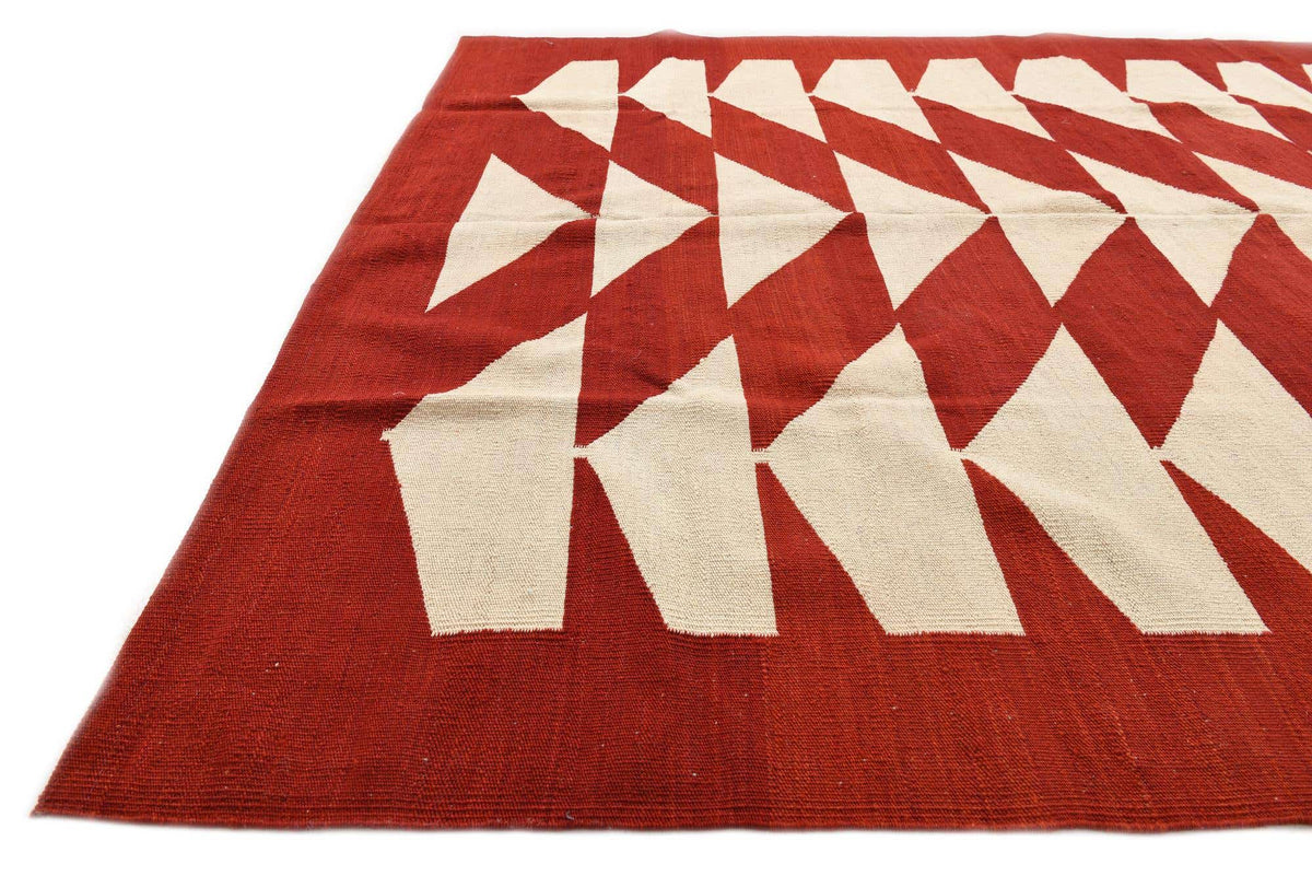 Rechteck Handgeflochten Teppich Kelim Modern in Rot von Hadorn™ - Lifestyle Image