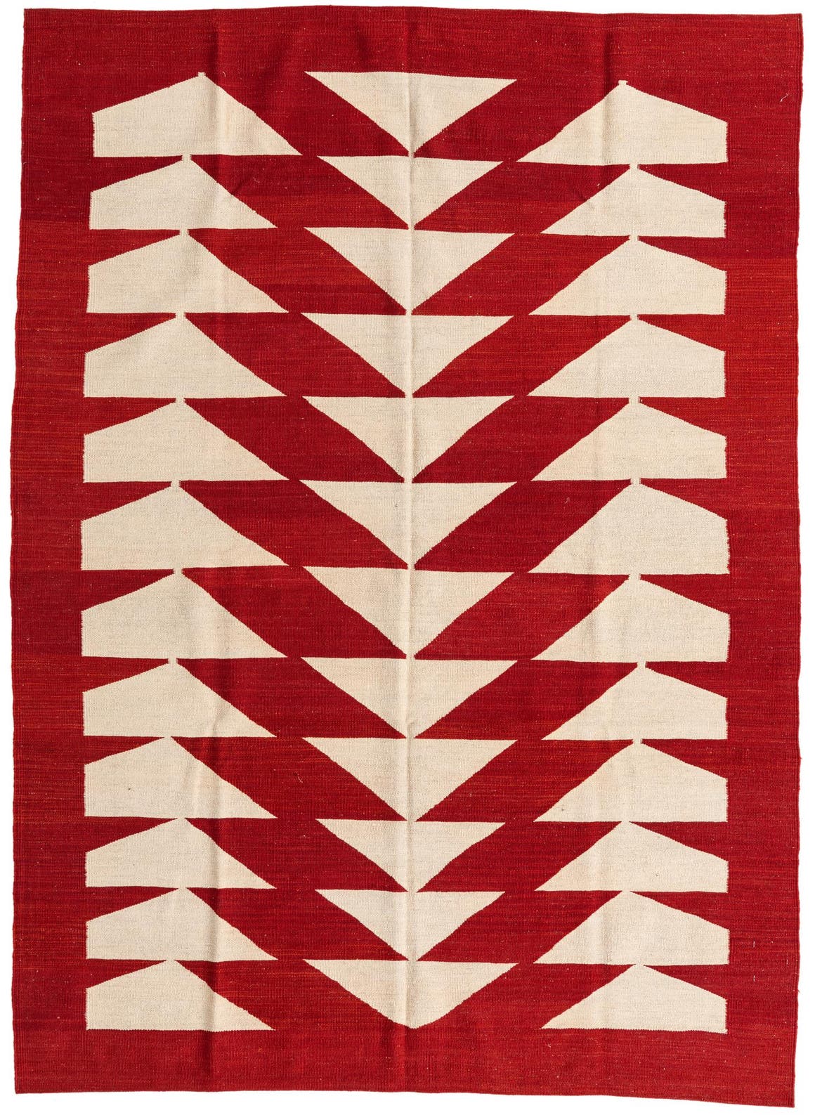 Rechteck Handgeflochten Teppich Kelim Modern in Rot von Hadorn™ - Lifestyle Image
