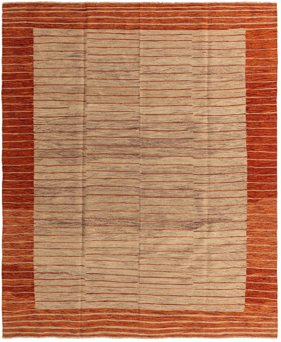 Rechteck Handgeflochten Teppich Kelim Modern in Natürlich von Hadorn™ - Lifestyle Image