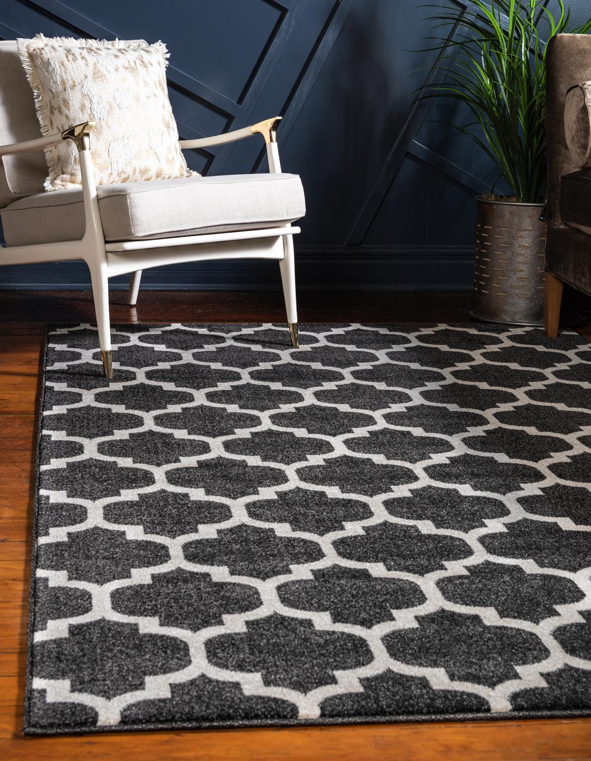Rechteck Teppich Trellis in Schwarz von Hadorn™ - Lifestyle Image