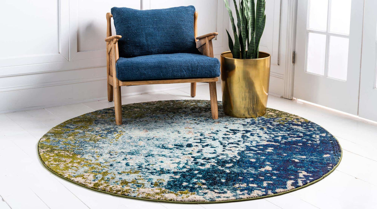Rund Teppich Casablanca in Blau von Hadorn™ - Lifestyle Image
