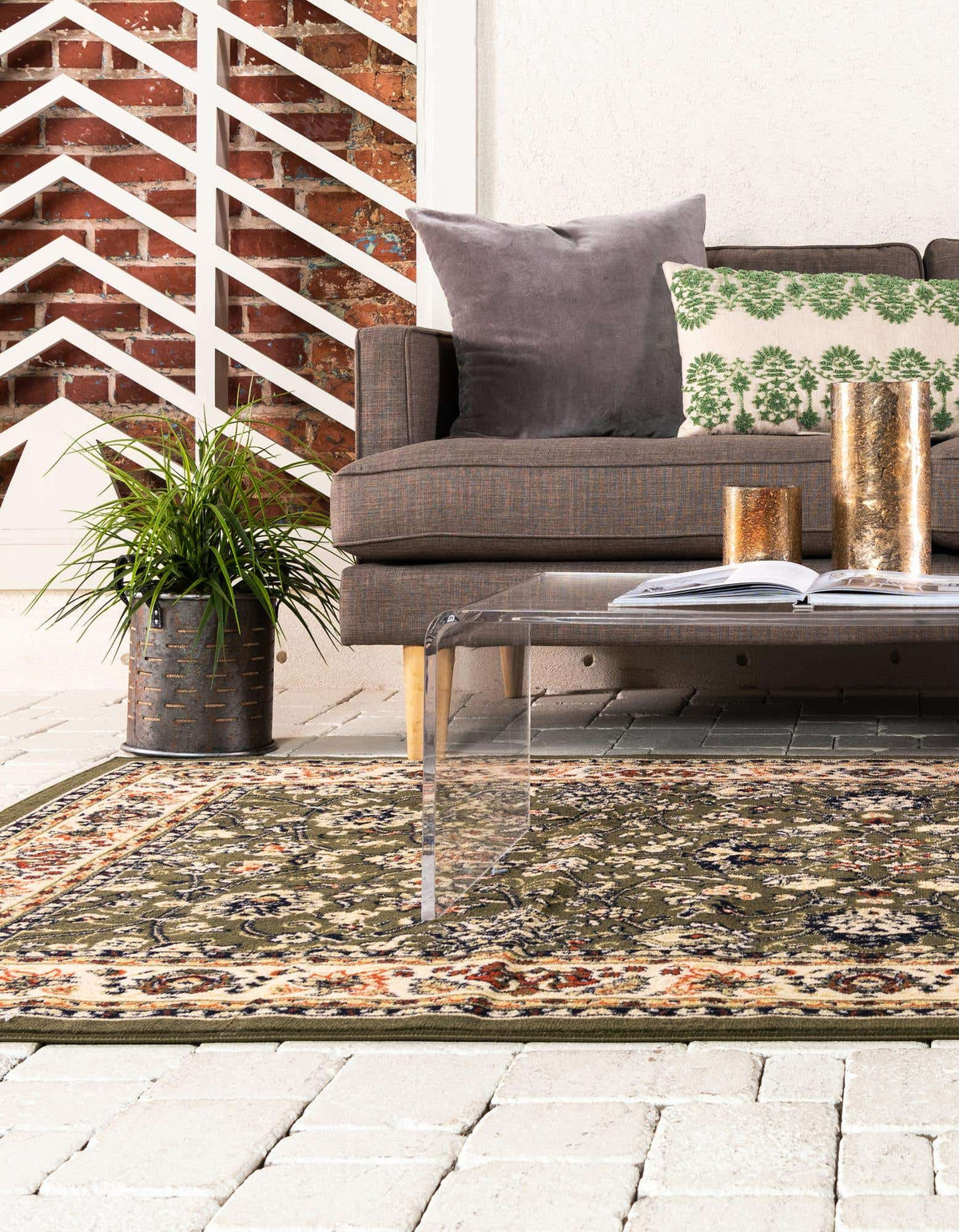 Rechteck Teppich Kashan Design in Grün von Hadorn™ - Lifestyle Image