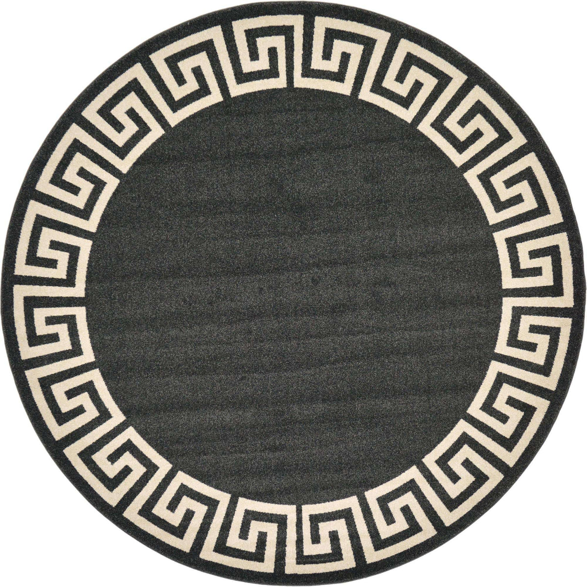 Rund Teppich Greek Key in Dunkelgrau von Hadorn™ - Lifestyle Image
