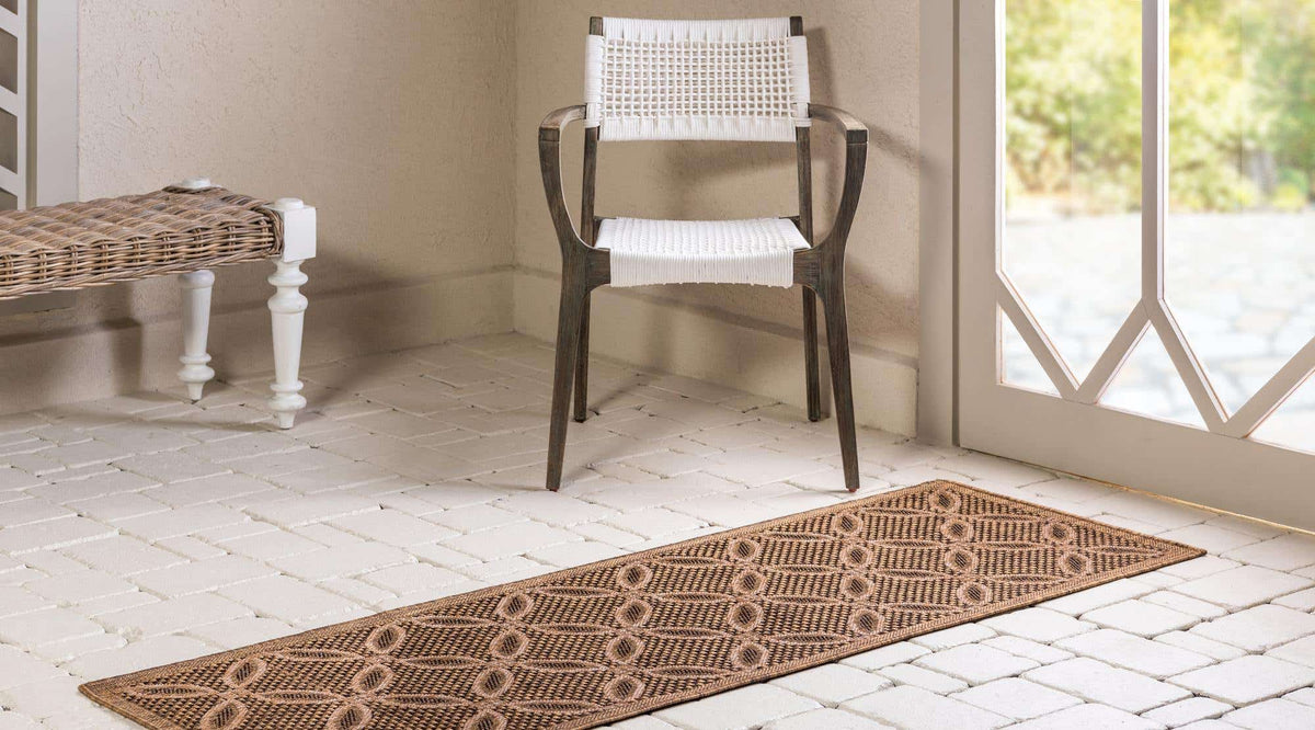 Läufer Outdoor Teppich Outdoor Trellis in Hellbraun von Hadorn™ - Lifestyle Image