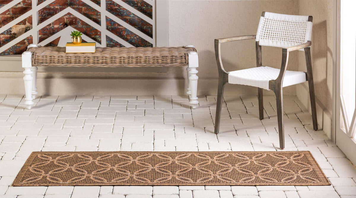 Läufer Outdoor Teppich Outdoor Trellis in Hellbraun von Hadorn™ - Lifestyle Image