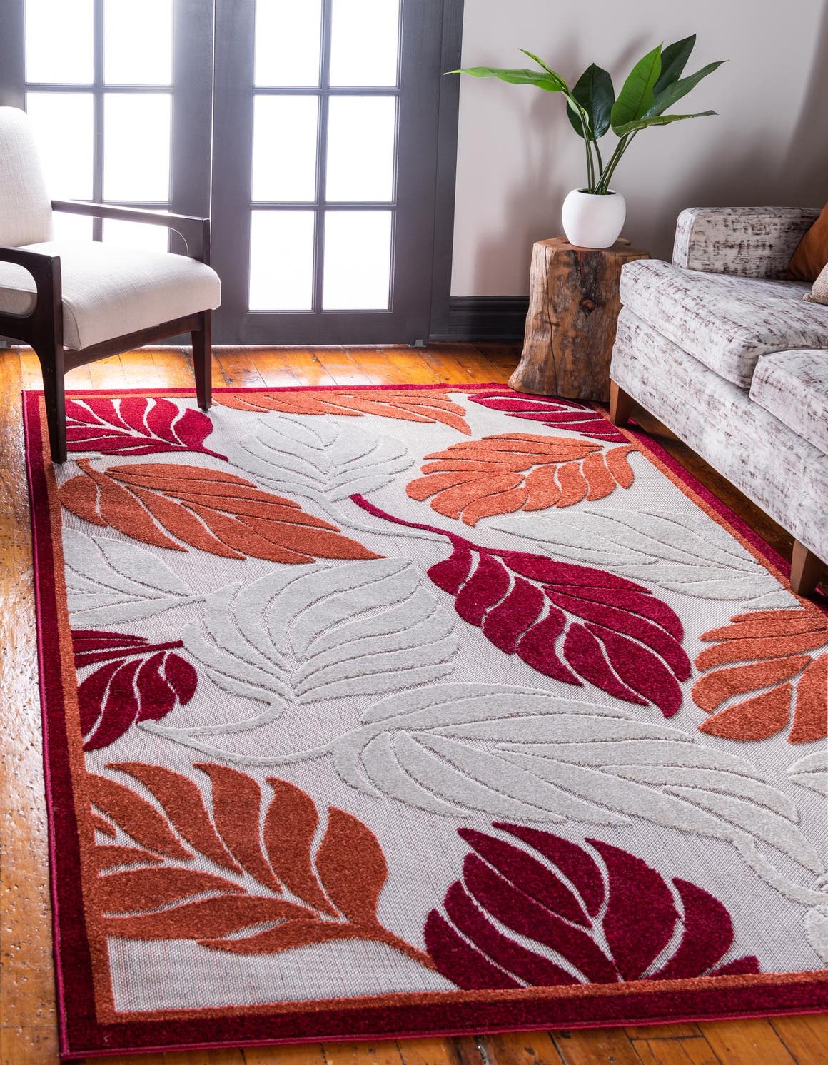 Rechteck Outdoor Teppich Outdoor Botanical in Rot von Hadorn™ - Lifestyle Image