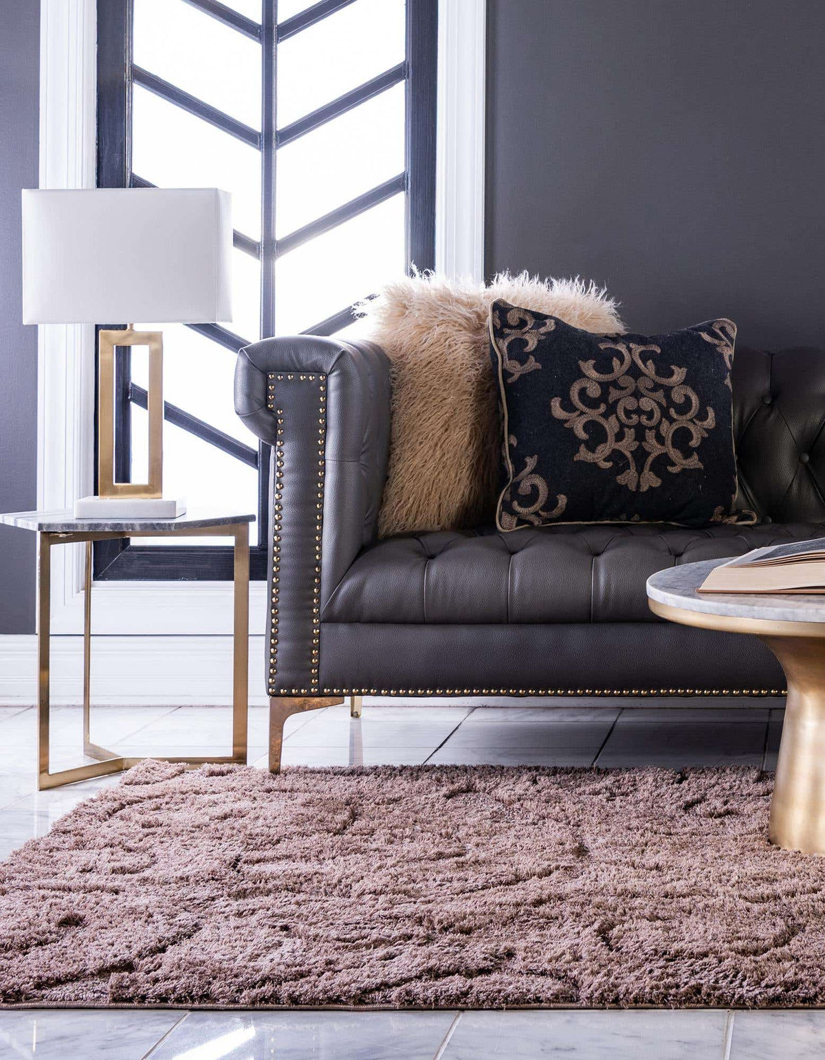 Rechteck Hochflorteppich Floral Shag in Braun von Hadorn™ - Lifestyle Image