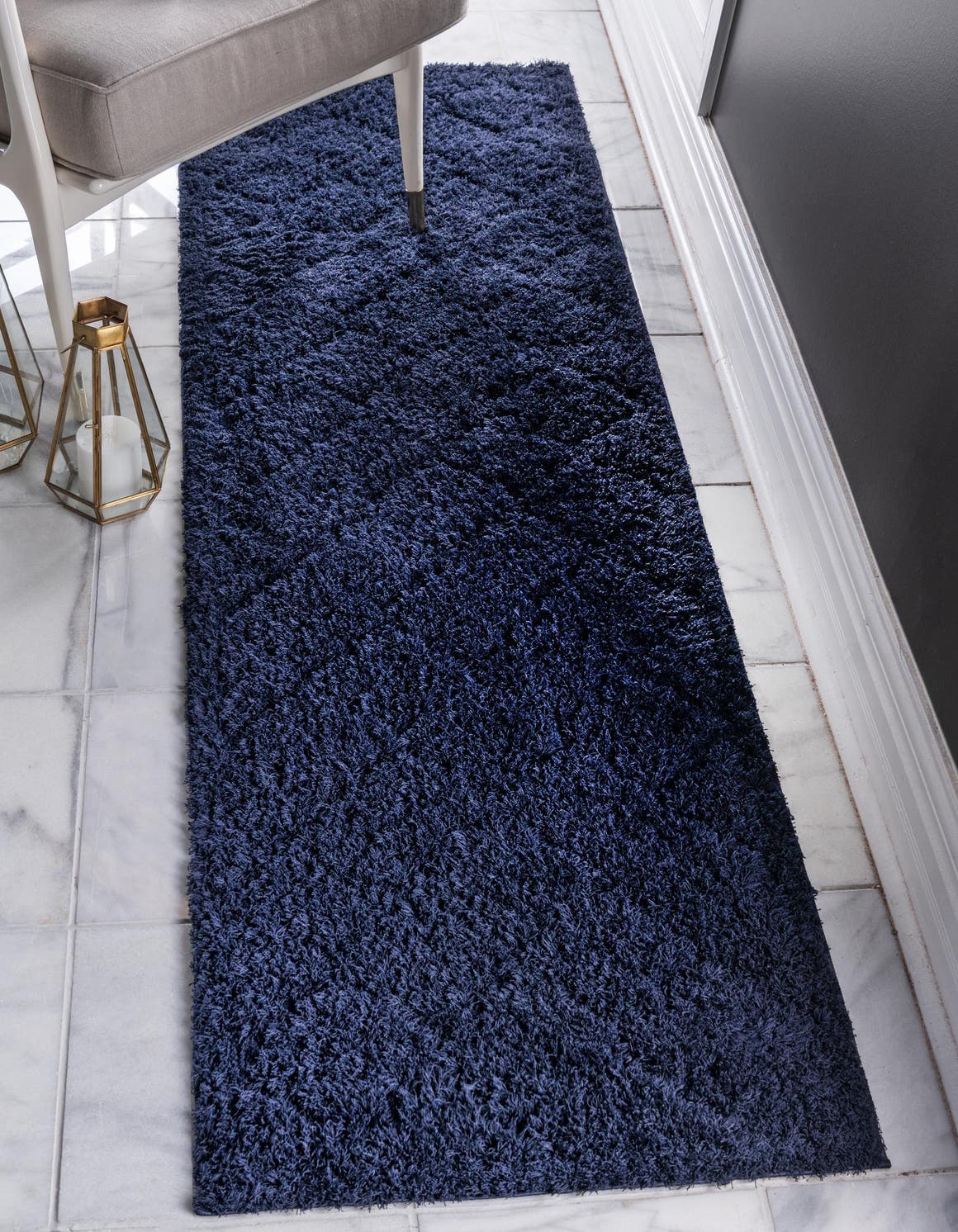 Läufer Hochflorteppich Trellis Shag in Blau von Hadorn™ - Lifestyle Image