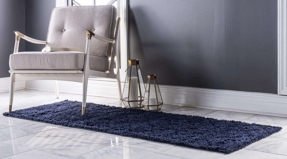 Läufer Hochflorteppich Trellis Shag in Blau von Hadorn™ - Lifestyle Image