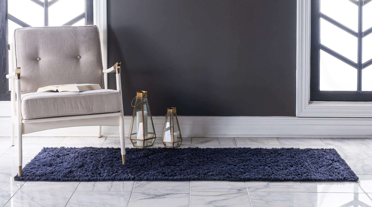 Läufer Hochflorteppich Trellis Shag in Blau von Hadorn™ - Lifestyle Image