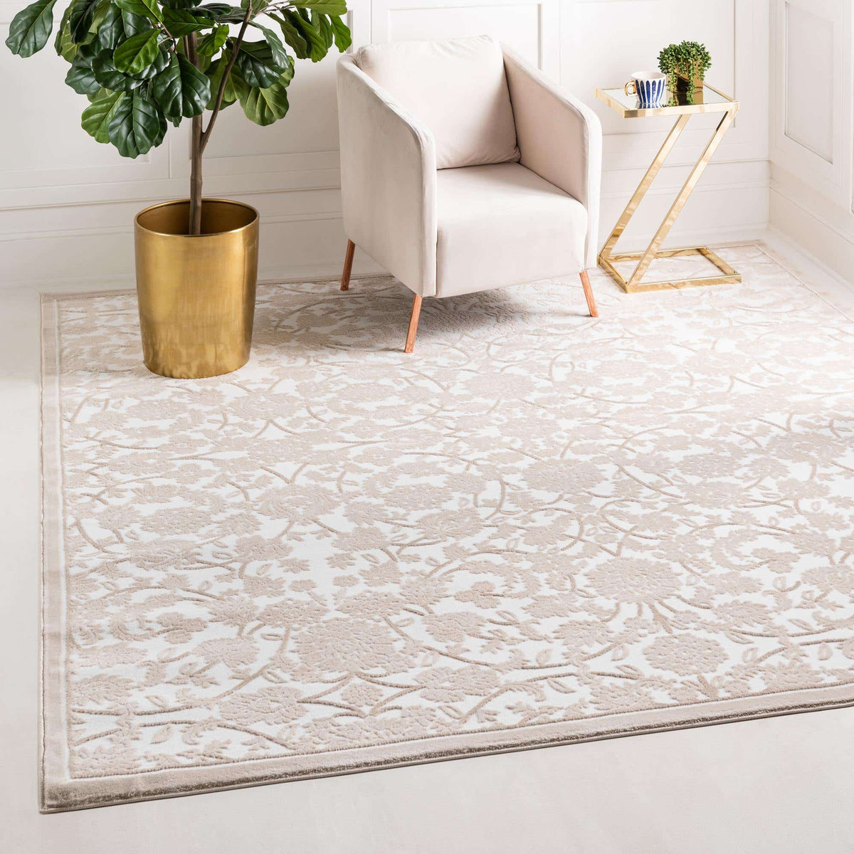 Quadratisch Teppich Himalaya in Weiss von Hadorn™ - Lifestyle Image