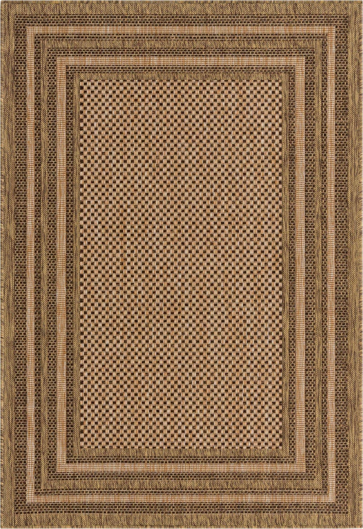 Rechteck Outdoor Teppich Outdoor Border in Hellbraun von Hadorn™ - Lifestyle Image