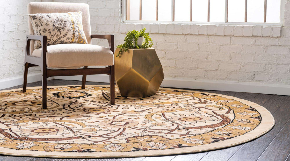 Rund Teppich Isfahan Design in Beige von Hadorn™ - Lifestyle Image