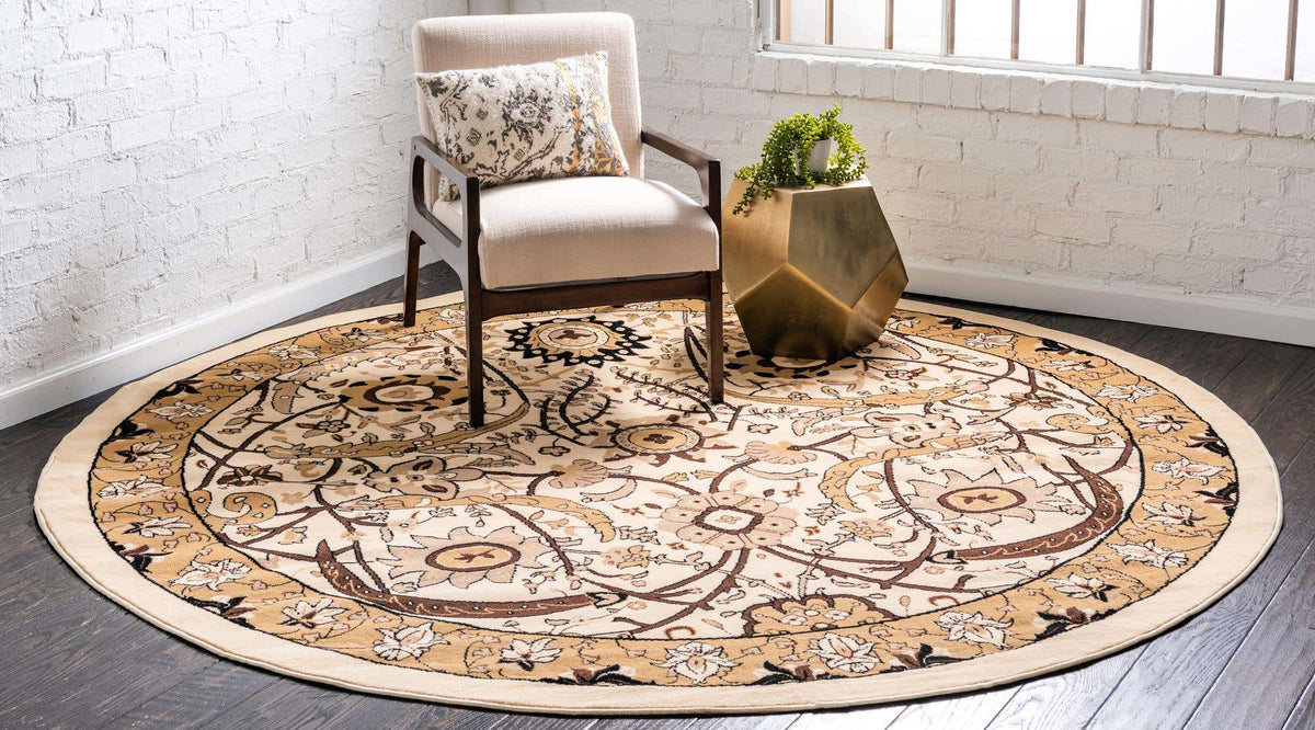 Rund Teppich Isfahan Design in Beige von Hadorn™ - Lifestyle Image