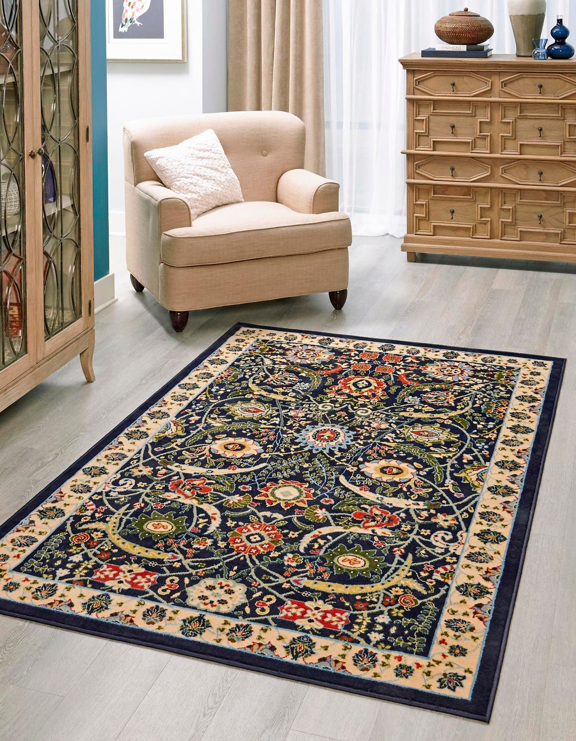 Rechteck Teppich Isfahan Design in Blau von Hadorn™ - Lifestyle Image