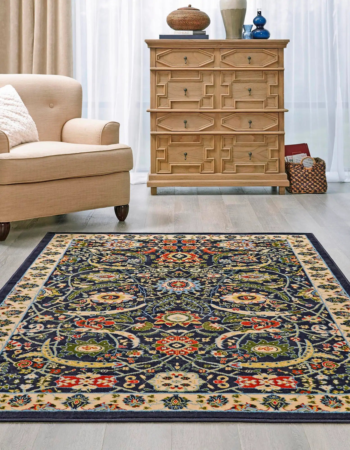 Rechteck Teppich Isfahan Design in Blau von Hadorn™ - Lifestyle Image