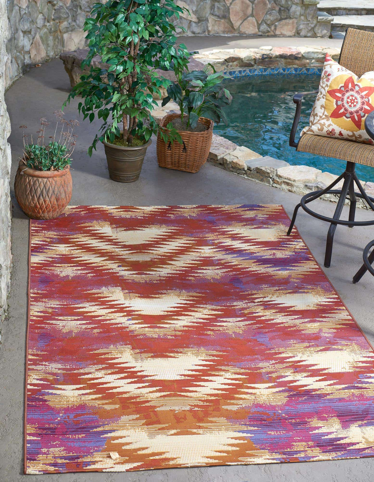 Rechteck Outdoor Teppich Outdoor Modern in Rot von Hadorn™ - Lifestyle Image