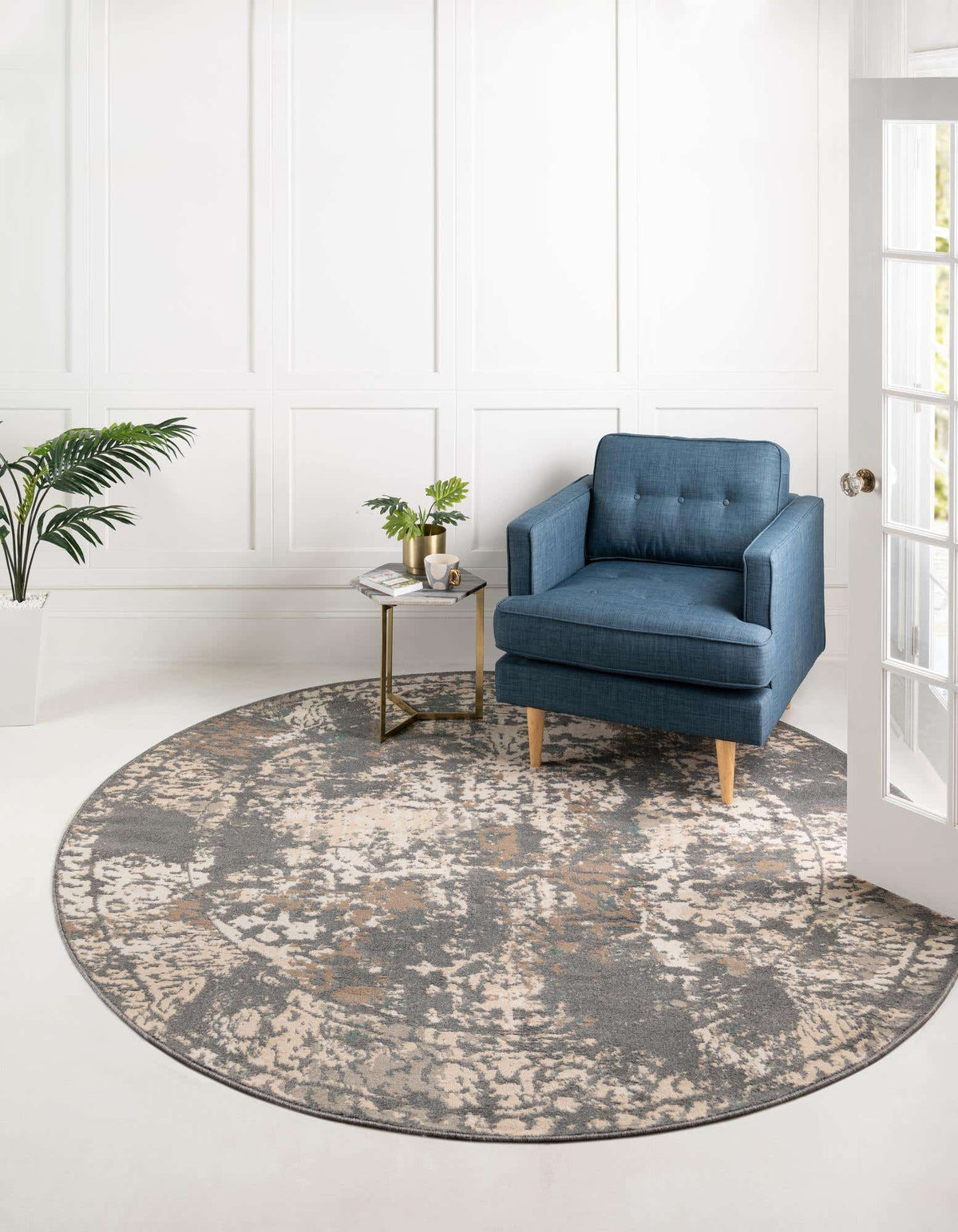Rund Teppich Sahara in Grau von Hadorn™ - Lifestyle Image